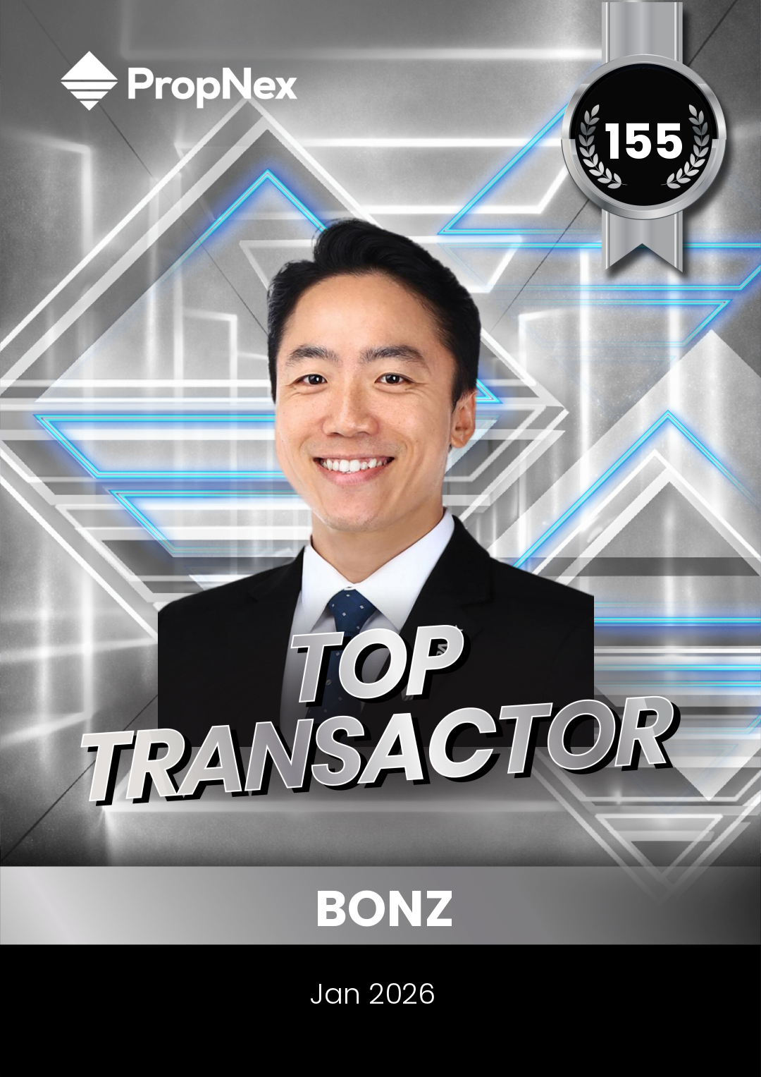Brandon named Top Transactor at PropNex, January 2026